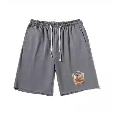 乱步 复古设计美式胶袋猫透气凉感宽松休闲短裤 男女同款