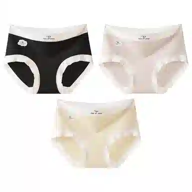 二三二三 时尚简约透气弹力不卡档舒适不勒亲肤三角裤柔软舒适不夹臀可爱熊猫印花字母甜美卡通少女内裤 女款 组合装