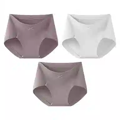二三二三 纯色轻薄透气不卡档不夹臀无痕舒适亲肤柔软吸湿排汗三角裤防夹臀设计不卷边复古简约时尚百搭内裤 女款 组合装