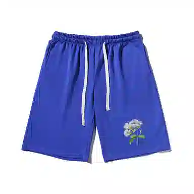 乱步 简约美式印花宽松运动风五分裤休闲短裤 男女同款