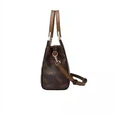 稻草人 高级感精致实用时尚老花 聚氯乙烯革 手提包 女款 深棕色/卡其