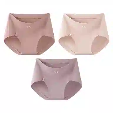 二三二三 纯色轻薄透气不卡档不夹臀无痕舒适亲肤柔软吸湿排汗三角裤防夹臀设计不卷边复古简约时尚百搭内裤 女款 组合装