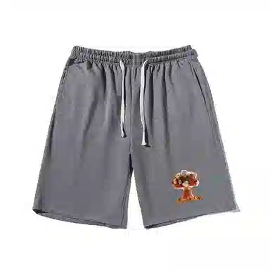 乱步 简约火山喷发设计美式印花透气凉感夏日宽松运动风休闲短裤 男女同款