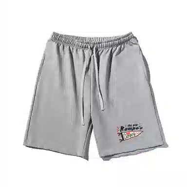 乱步 漫感简约设计日系印花透气宽松运动风五分休闲短裤 男女同款