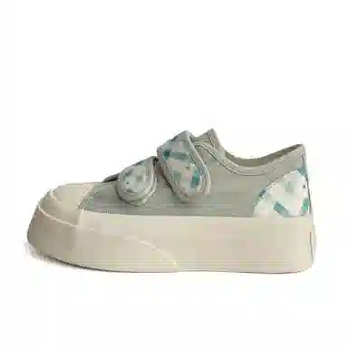 日系复古可爱格子休闲厚底时尚 低帮 帆布鞋 女款