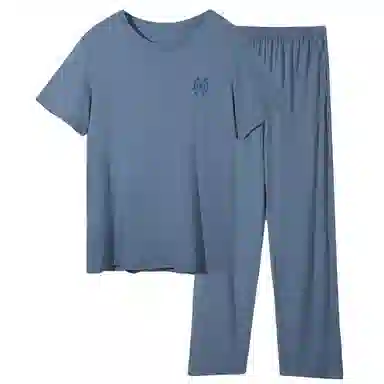 欧迪芬 柔软亲肤透气贴身短袖长裤夏季睡衣套装 男款