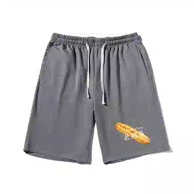 乱步 抽绳设计老油条图案潮流五分休闲短裤 男女同款