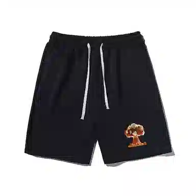 乱步 简约火山喷发设计美式印花透气凉感夏日宽松运动风休闲短裤 男女同款