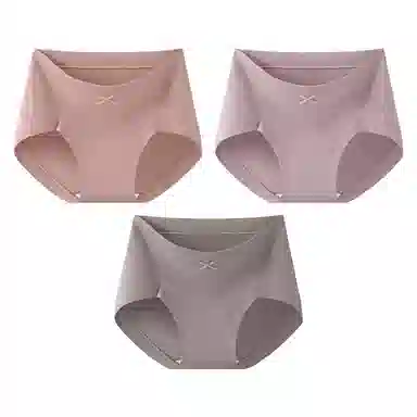 二三二三 纯色轻薄透气不卡档不夹臀无痕舒适亲肤柔软吸湿排汗三角裤防夹臀设计不卷边复古简约时尚百搭内裤 女款 组合装