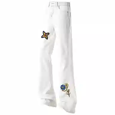 AMBER LIGHT Retro Petal Print Jeans