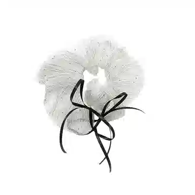 如花梦 法式欧根纱闪钻蝴蝶结飘带大肠发圈珍珠缠绕丸子头 网纱 头绳 女款