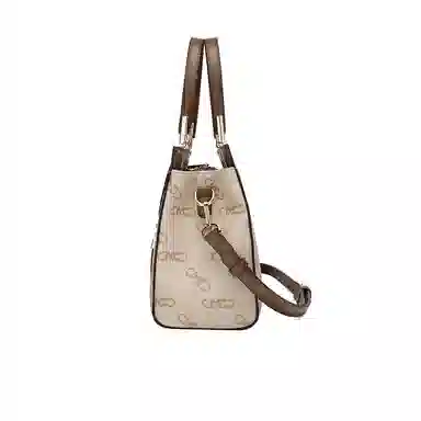 稻草人 高级感精致实用时尚老花 聚氯乙烯革 手提包 女款 深棕色/卡其