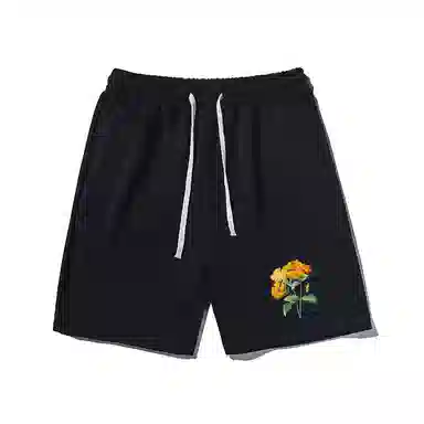 乱步 简约美式印花宽松运动风五分裤休闲短裤 男女同款