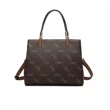 稻草人 高级感精致实用时尚老花 聚氯乙烯革 手提包 女款 深棕色/卡其