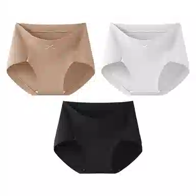二三二三 纯色轻薄透气不卡档不夹臀无痕舒适亲肤柔软吸湿排汗三角裤防夹臀设计不卷边复古简约时尚百搭内裤 女款 组合装
