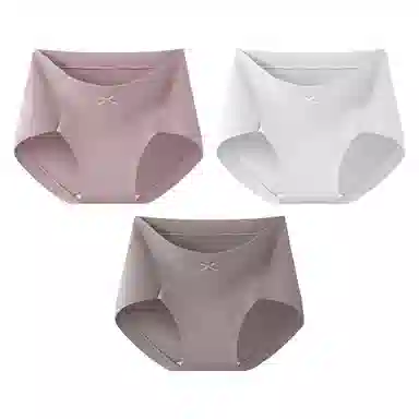 二三二三 纯色轻薄透气不卡档不夹臀无痕舒适亲肤柔软吸湿排汗三角裤防夹臀设计不卷边复古简约时尚百搭内裤 女款 组合装