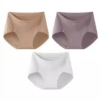 二三二三 纯色轻薄透气不卡档不夹臀无痕舒适亲肤柔软吸湿排汗三角裤防夹臀设计不卷边复古简约时尚百搭内裤 女款 组合装