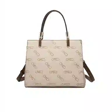 稻草人 高级感精致实用时尚老花 聚氯乙烯革 手提包 女款 深棕色/卡其