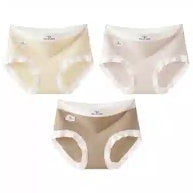 二三二三 时尚简约透气弹力不卡档舒适不勒亲肤三角裤柔软舒适不夹臀可爱熊猫印花字母甜美卡通少女内裤 女款 组合装