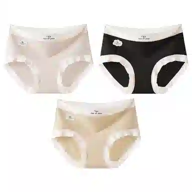 二三二三 时尚简约透气弹力不卡档舒适不勒亲肤三角裤柔软舒适不夹臀可爱熊猫印花字母甜美卡通少女内裤 女款 组合装