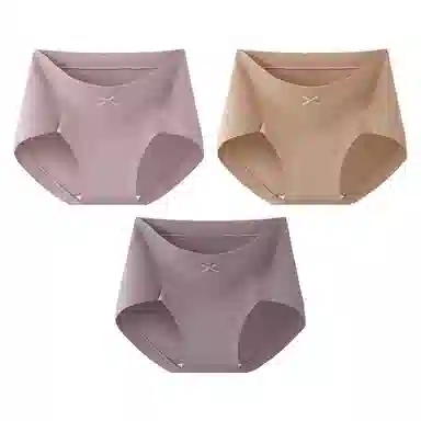 二三二三 纯色轻薄透气不卡档不夹臀无痕舒适亲肤柔软吸湿排汗三角裤防夹臀设计不卷边复古简约时尚百搭内裤 女款 组合装