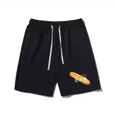 乱步 抽绳设计老油条图案潮流五分休闲短裤 男女同款