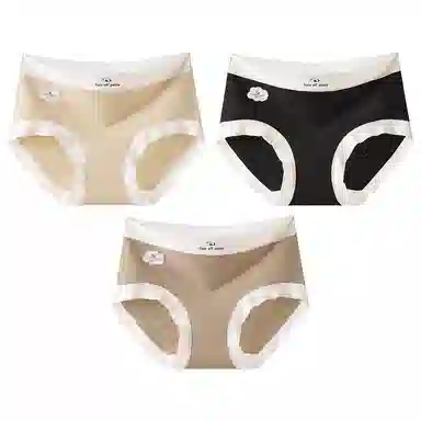 二三二三 时尚简约透气弹力不卡档舒适不勒亲肤三角裤柔软舒适不夹臀可爱熊猫印花字母甜美卡通少女内裤 女款 组合装