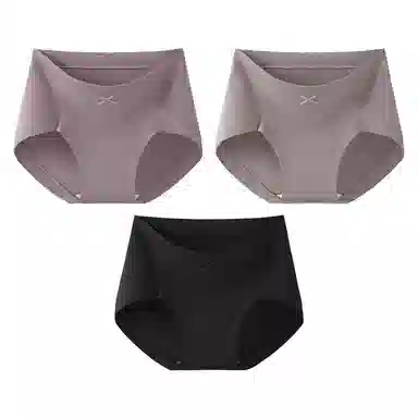 二三二三 纯色轻薄透气不卡档不夹臀无痕舒适亲肤柔软吸湿排汗三角裤防夹臀设计不卷边复古简约时尚百搭内裤 女款 组合装