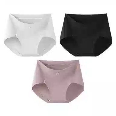 二三二三 纯色轻薄透气不卡档不夹臀无痕舒适亲肤柔软吸湿排汗三角裤防夹臀设计不卷边复古简约时尚百搭内裤 女款 组合装