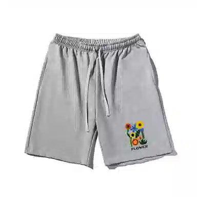 乱步 夏日简约设计复古印花透气凉感夏日宽松青少年学生五分裤休闲短裤 男女同款