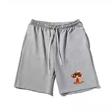 乱步 简约火山喷发设计美式印花透气凉感夏日宽松运动风休闲短裤 男女同款