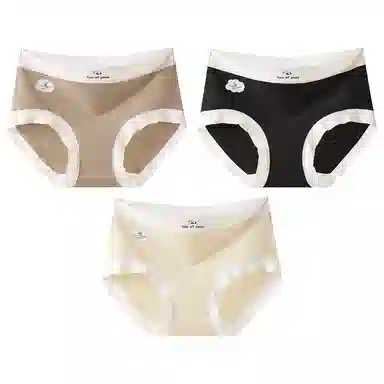 二三二三 时尚简约透气弹力不卡档舒适不勒亲肤三角裤柔软舒适不夹臀可爱熊猫印花字母甜美卡通少女内裤 女款 组合装