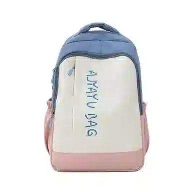 泰格奴 撞色系轻便百搭背包气质高级感潮流时尚初中高中大学生上课书包 尼龙 双肩包 男女同款情侣款 卡其色/粉色/蓝色/绿色/黑色