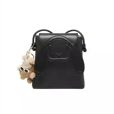 纳兰杜 女包百搭时尚高级感夏天可爱少女迷你洋气潮流包包 头层牛皮拼合成革 手机包斜挎包单肩包 小号 女款 子夜黑