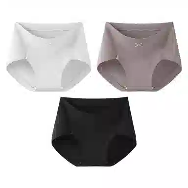 二三二三 纯色轻薄透气不卡档不夹臀无痕舒适亲肤柔软吸湿排汗三角裤防夹臀设计不卷边复古简约时尚百搭内裤 女款 组合装