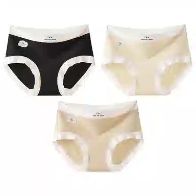 二三二三 时尚简约透气弹力不卡档舒适不勒亲肤三角裤柔软舒适不夹臀可爱熊猫印花字母甜美卡通少女内裤 女款 组合装