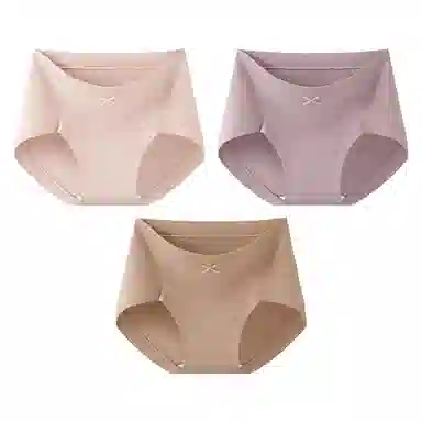 二三二三 纯色轻薄透气不卡档不夹臀无痕舒适亲肤柔软吸湿排汗三角裤防夹臀设计不卷边复古简约时尚百搭内裤 女款 组合装