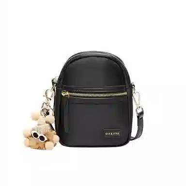 纳兰杜 轻便实用小巧拼色设计感休闲复古 超纤合成革 手机包 常规 女款 高级灰/子夜黑