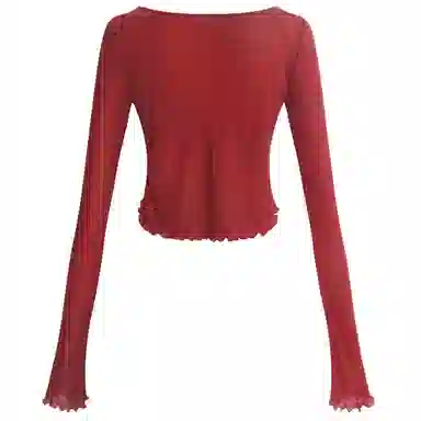 UNIFREE Lace Patchwork Knit Top