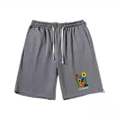 乱步 夏日简约设计复古印花透气凉感夏日宽松青少年学生五分裤休闲短裤 男女同款