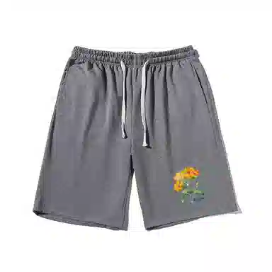 乱步 简约美式印花宽松运动风五分裤休闲短裤 男女同款