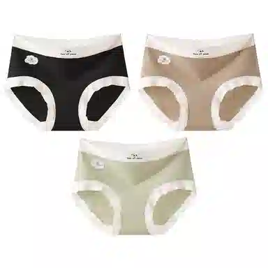 二三二三 时尚简约透气弹力不卡档舒适不勒亲肤三角裤柔软舒适不夹臀可爱熊猫印花字母甜美卡通少女内裤 女款 组合装