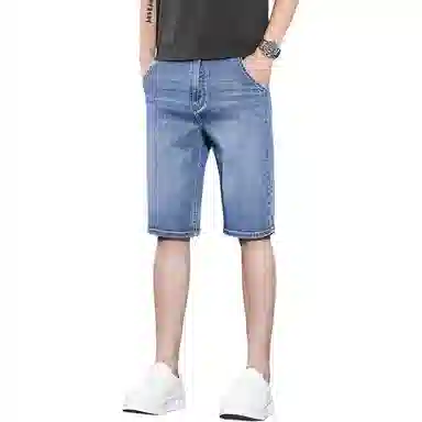 顶峰保罗 薄款透气复古水洗直筒五分裤美式高街潮牌宽松运动休闲百搭高级感阔腿牛仔短裤 男女同款