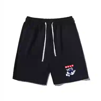 乱步 抽绳款式運気上昇文字与图案印花潮流运动风五分休闲短裤 男女同款