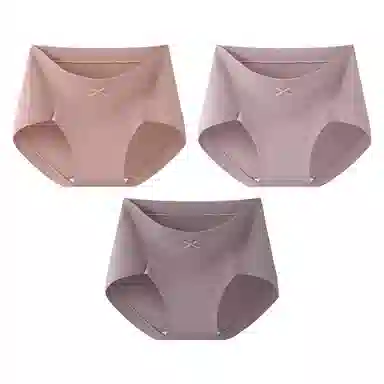 二三二三 纯色轻薄透气不卡档不夹臀无痕舒适亲肤柔软吸湿排汗三角裤防夹臀设计不卷边复古简约时尚百搭内裤 女款 组合装