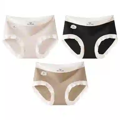 二三二三 时尚简约透气弹力不卡档舒适不勒亲肤三角裤柔软舒适不夹臀可爱熊猫印花字母甜美卡通少女内裤 女款 组合装