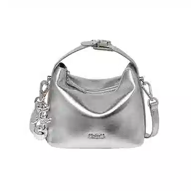 纳兰杜 百搭小众高级设计感精致潮流 合成革 腋下包单肩斜挎包饺子包 常规 女款 太空银/燕麦色