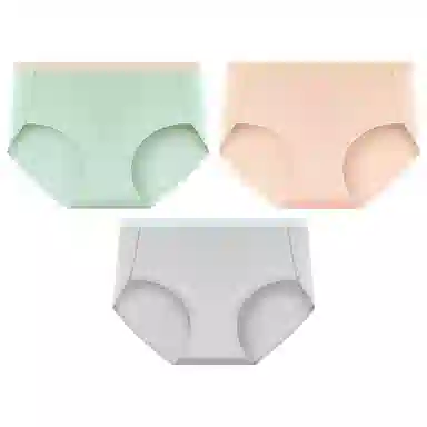 二三二三 纯色轻薄透气不卡档不夹臀高弹中腰舒适柔软不勒肉吸湿排汗三角裤柔软亲肤不卷边纯色简约时尚百搭少女内裤 女款 组合装