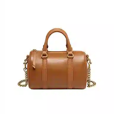 纳兰杜 复古时尚百搭质感简约休闲上班通勤 头层牛皮 波士顿包手提斜挎单肩包 常规 女款 植鞣棕色/植鞣金棕色