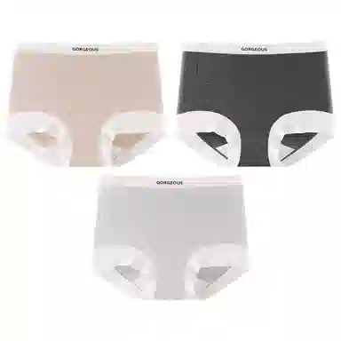 二三二三 简约时尚吸湿透气不卡档不夹臀中腰高弹舒适不勒平角裤柔软亲肤日常穿着撞色字母印花优雅知性女士内裤 女款 组合装